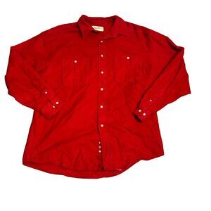 Eddie Bauer Classic Red Cotton Button-Down Shirt‎ with Dual Chest Pockets Size L